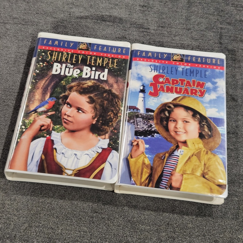 Lot Of 2 Shirley Temple Vhs Clamshell: The Blue Bird, Captain January